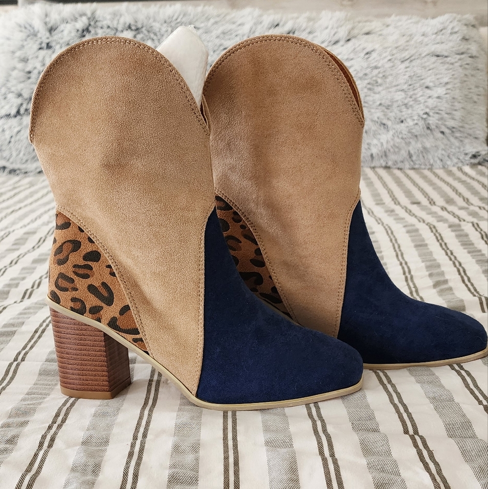 Colorblock Patchwork heeled boots